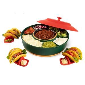 Taco Tuesday Kit - Taco Bar Serving Set for a Party - 30oz Heated Pot, 4 Taco